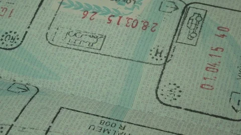Border marks on the pages of Israeli foreign passport (darkon) Stock Footage 103173878