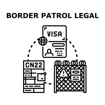 Border migration legal process and customs regulation Stock Illustration