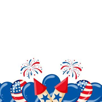 Border or frame  with balloons with American flag isolated vector Stock Illustration