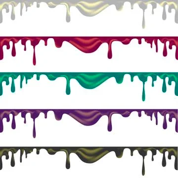 Border of paint drips of different colors. Stock Illustration