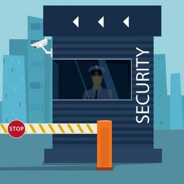 Border passport control or security checkpoint Stock Illustration