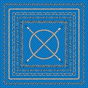 Border pattern with retro hand-drawn sketch silver chain on Stock Illustration