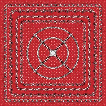 Border pattern with retro hand-drawn sketch silver chain on Stock Illustration