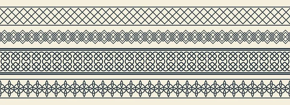 Border patterns with celtic and irish knot designs Stock Illustration