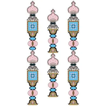 Border patterns of decorative objects on a white background Stock Illustration