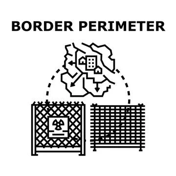 Border perimeter protecting security, defense, and control Ilustração Stock