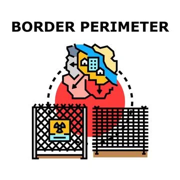Border perimeter protecting security, defense, and control Stock Illustration