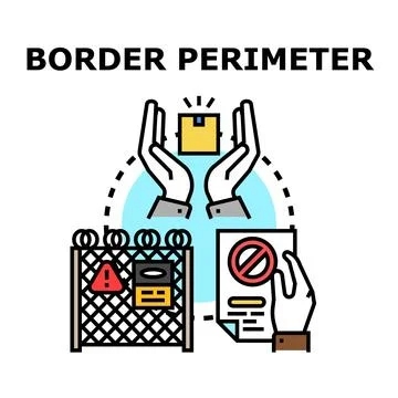 Border perimeter security controlling trade and entry Stock Illustration