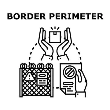 Border perimeter security controlling trade and entry Stock Illustration