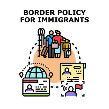 Border policy and immigration process for migrants Stock Illustration