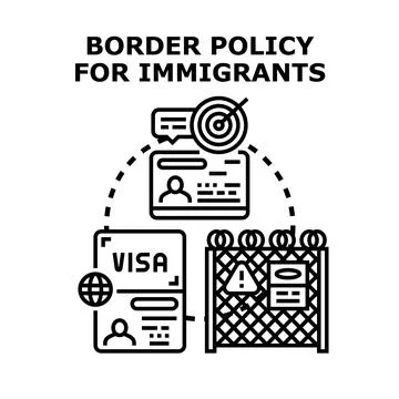 Border policy for immigrants and visa regulations Stock Illustration