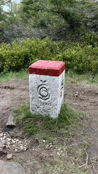 A border post on the border between Poland and the Czech Republic in the Su.. Stock-Fotos