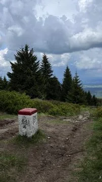 A border post on the border between Poland and the Czech Republic in the Su.. Stock Photos