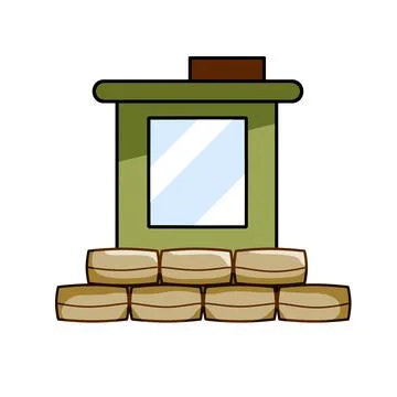 Border post. Checkpoint. Fortified building Ilustración de archivo