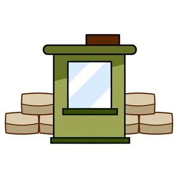 Border post. Checkpoint. Ilustración de archivo