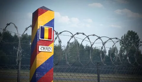 Border post with flag of Chad Stock Illustration