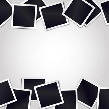 Border of realistic black photo frames on light background Stock Illustration