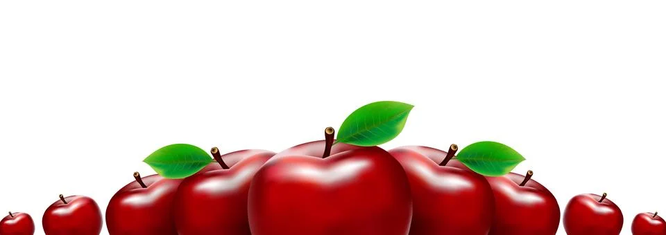 Border of red apples. Template for your design. Stock Illustration