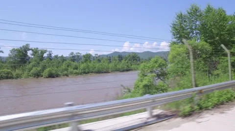 Border river between China and North Korea Stock Footage 64786949