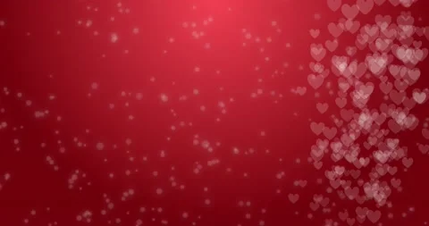 Border of romantic glittering flying hearts on red background Stock Footage 159389136