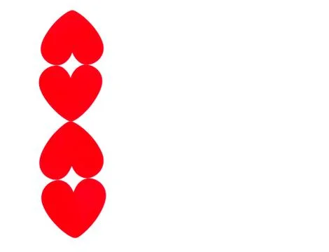 Border row with 4 bright red hearts Stock Illustration