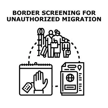 Border screening for unauthorized migration compliance process Ilustración de archivo