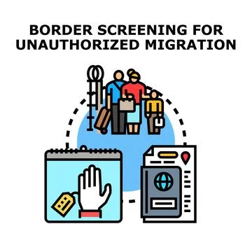 Border screening for unauthorized migration compliance process Ilustración de archivo