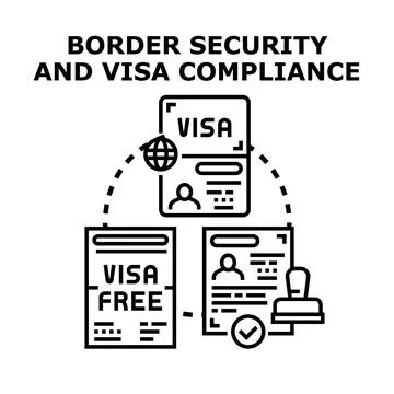 Border security and visa compliance concept illustration Stock Illustration