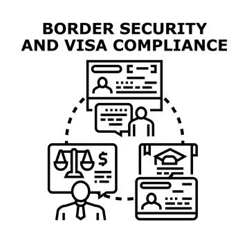 Border security and visa compliance regulating crossings Stock Illustration
