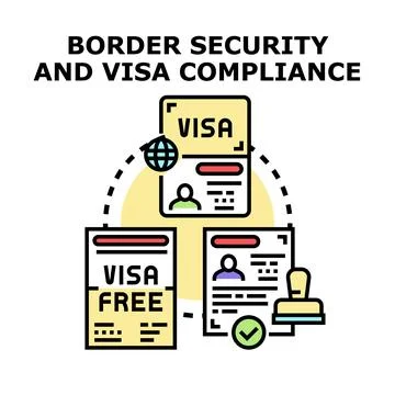 Border security and visa compliance concept illustration Ilustração Stock