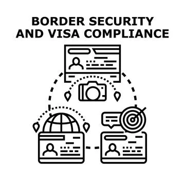 Border security and visa compliance concept illustration Stock Illustration