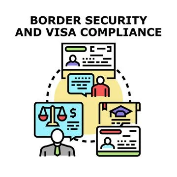 Border security and visa compliance regulating crossings Ilustração Stock