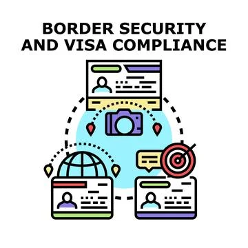 Border security and visa compliance concept illustration Stock Illustration