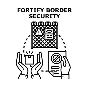 Border security concept illustrating customs control and prohibited goods Stock Illustration