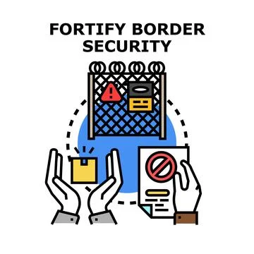 Border security concept illustrating customs control and prohibited goods Stock Illustration