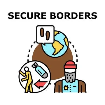 Border security concept preventing illegal immigration and terrorism Stock Illustration