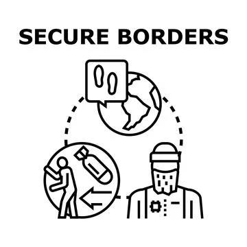 Border security concept preventing illegal immigration and terrorism Stock Illustration