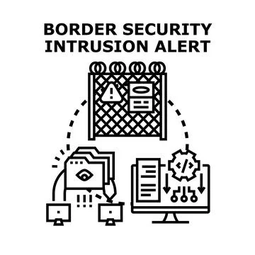 Border security intrusion alert system concept Illustrazione stock