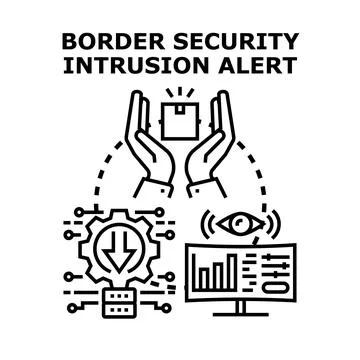 Border security intrusion alert system concept Illustrazione stock