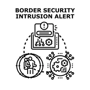 Border security intrusion alert system concept Illustrazione stock