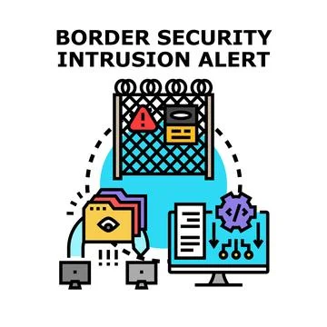Border security intrusion alert system concept Stock Illustration