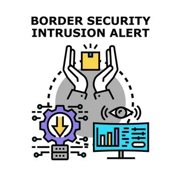 Border security intrusion alert system concept Stock Illustration