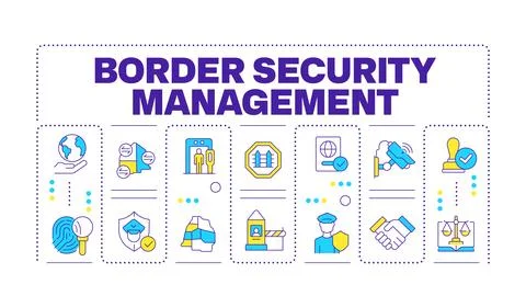 Border security management word concept isolated on white Illustrazione stock