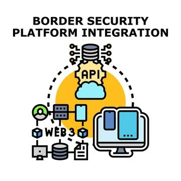 Border security platform integration concept vector art 스톡 일러스트