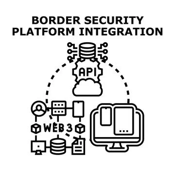Border security platform integration concept vector art イラスト素材