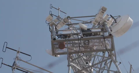 Border Security Tower, Cameras and Sensors On Tower. Fenced In Tower Stock Footage 166817778
