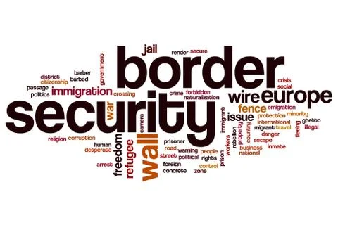 Border security word cloud Stock Illustration