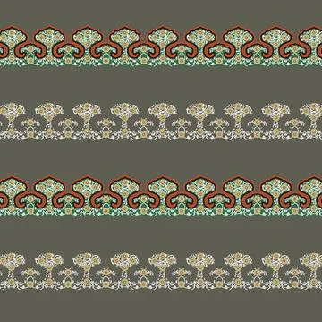 Border sets of ornamental designs on a gray background Stock Illustration