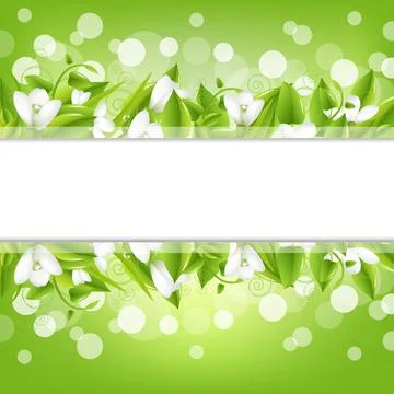 Border With Snowdrops And Bokeh Stock Illustration