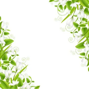 Border with snowdrops Stock Illustration